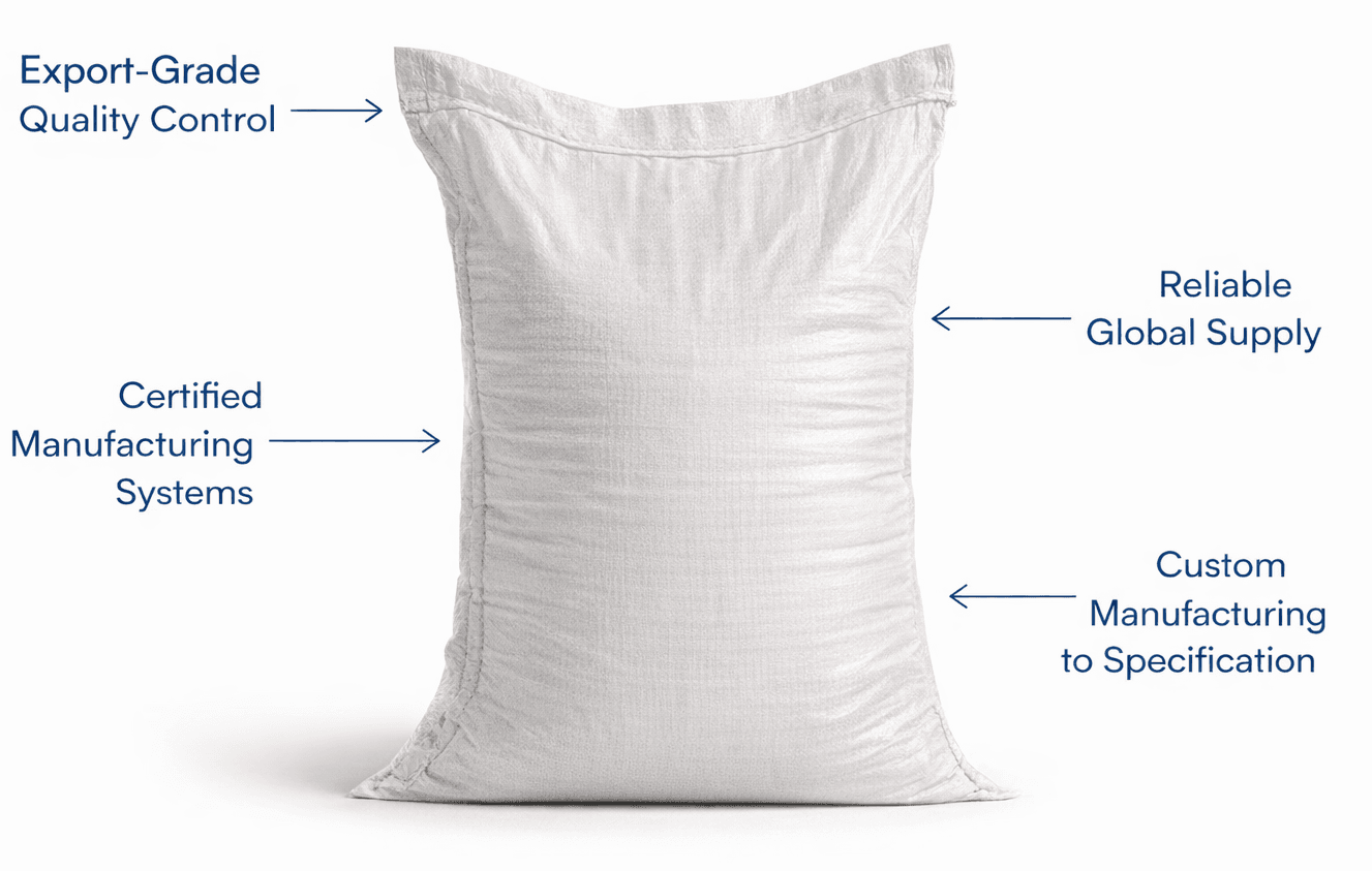 Export-grade PP woven bags manufactured in India for global supply